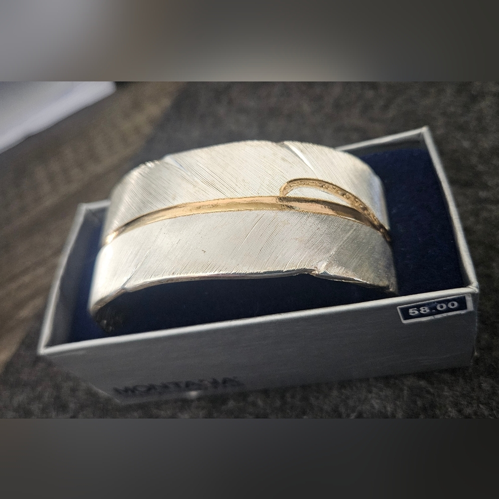 Montana Silversmiths Silver and Gold Feather Cuff Bracelet